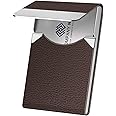 Business Card Holder with Ultra Slim Design, Business Card Case with Premium PU Leather, Suit Pocket Metal Card Holder for Women/Men, Magnetic Closure Quick Access Cards
