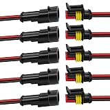 5Pcs Car Waterproof Electrical Connector, 2 Pin Connector, 16 AWG 2 Wire Waterproof Connector, Car Electrical Connectors for Automobiles, Trucks, Boats, Motorcycles and Other Electrical Connections
