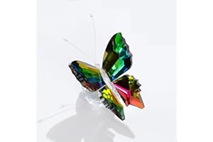 Qianwei Crystal Butterfly Gifts for Women Green - Handmade Butterfly Glass Animals Collectible Figurines Crystal Office Desk Table Home Decor Paperweight