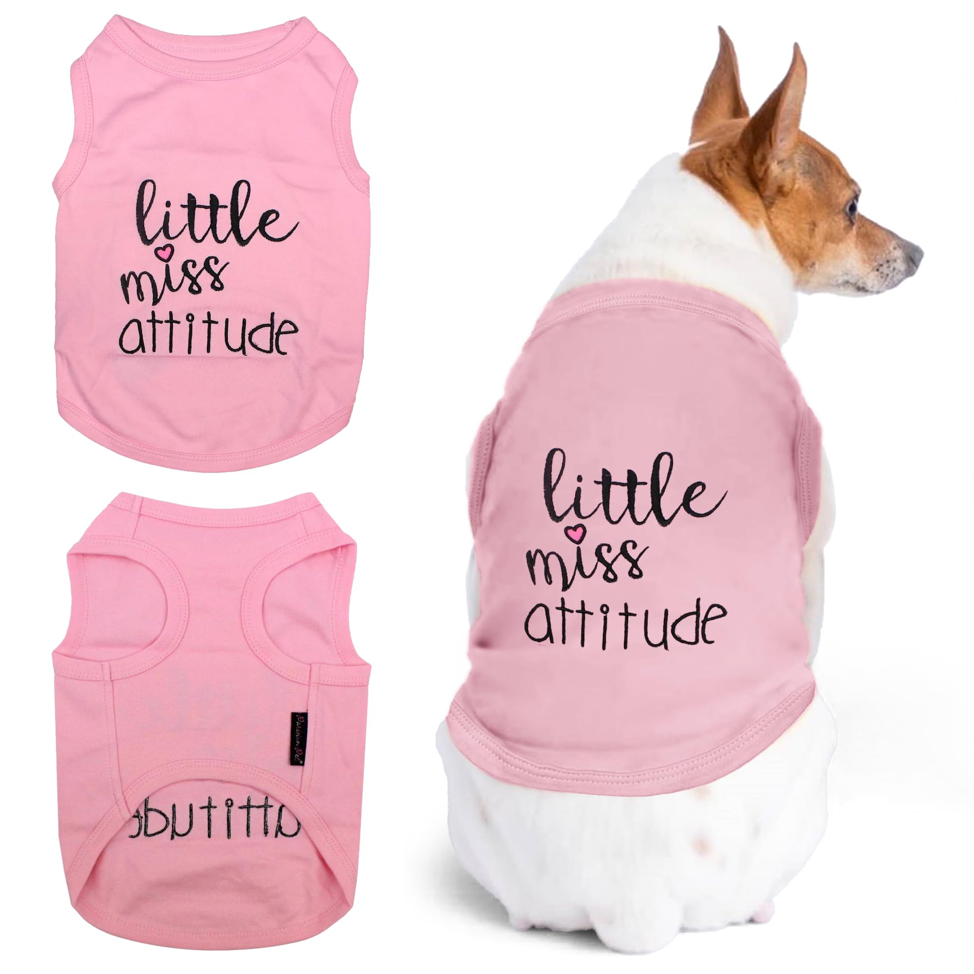 Parisian Pet Funny Cute Dog Cat Pet Shirts Caution Can't Control My Licker, I Work Out, Little Monster, WTF, BFF, Bling $, Got Treats, Babe Magnet, Little Miss Attitude (Little Miss Attitude, XXS)