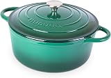 Nuovva Enamelled Cast Iron Dutch Oven 6.4 Quart Green 28cm with Lid