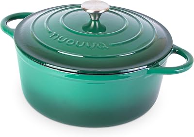 Nuovva Enamelled Cast Iron Dutch Oven 6.4 Quart Green 28cm with Lid