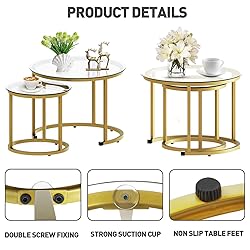 aboxoo Gold Nesting Coffee Table Set of 2, Small