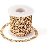 Craftdady 16.4 Feet Aluminum Curb Chain Link Gold Twisted Cable Cross Chain Unwelded 10x6.5mm with Spool for Bracelet Necklace Tassel Earring Jewelry Making