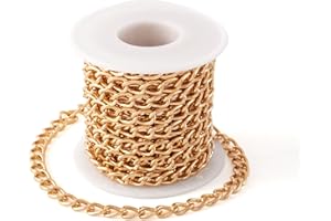 Craftdady 16.4 Feet Aluminum Curb Chain Link Gold Twisted Cable Cross Chain Unwelded 10x6.5mm with Spool for Bracelet Necklace Tassel Earring Jewelry Making