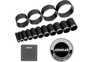 JIDOLAR 15 Pieces Leather Circle Cutter Tool Set, Hole Punch Tools with 5 6 8 10 11 12 16 20 22 25 30 35 40 45 50mm, High Carbon Steel Round Cutting Dies, Hole Punch Tool Kit for DIY Leather Crafts