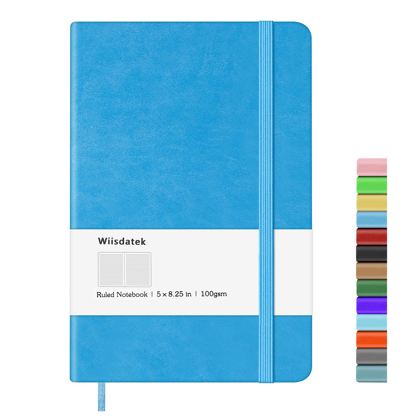 Wiisdatek A5 Notebook with Lined Pages, Hardback Journal Notepad Note Book New Notes Diary Pad for Office School Business Writing 5"×8.25"(Blue)