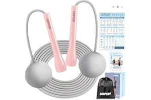 UOPON Jump Rope for Fitness, Lightweight PVC Skipping Rope for Men Women Adults Exercise with ABS Handles & Training Poster, Adjustable Tangle-Free Workout Speed Jump Rope for Home, Gym and Outdoor