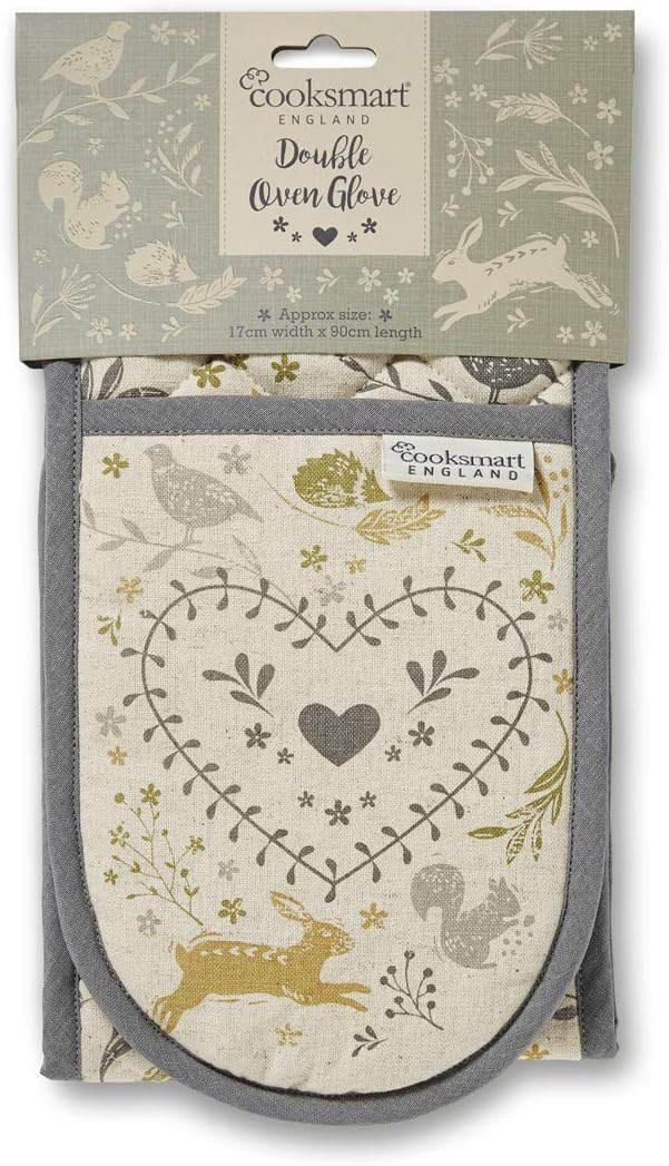 Cooksmart British Double Oven Gloves Heat Resistant Woodland