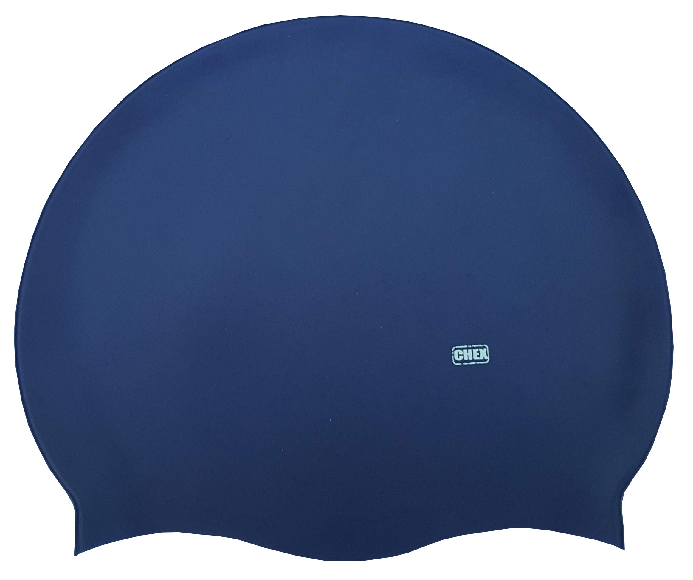 CHEX Branded Stretchy Silicone Unisex Women Men One Piece Swimming Hat Swim Cap Plain Fluo Dark Pastel Colours One Size Adults 8+ Years Easy Pull On Swim Hat (Navy Blue)