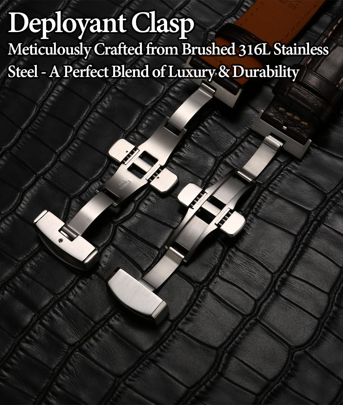 REZERO Leather Watch Bands for Men, Quick Release Watch Straps, Luxury Italian Alligator Grain Embossed Band Replacements 19mm 20mm 21mm 22mm