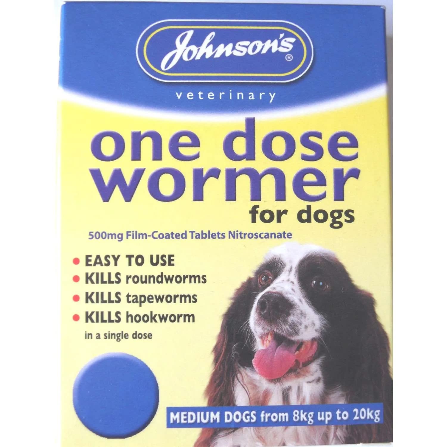 OnlineDiscountStore Medium upto 20 kg - Johnsons One Dose Easy Wormer Tablet Worming Dogs Dewomer
