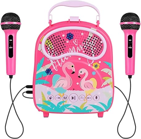 Amazon カラオケ 子供用のマイク2本 カラオケ 子供用 7歳 女の子 誕生日プレゼント 声変え多機能 携帯便利収納ボックスブル ートゥーススピーカー ピンク 子供用カラオケマイク 子ども カラオケ カラオケ マイク 子供 子供マイク マイク 子供用 カラオケ こども