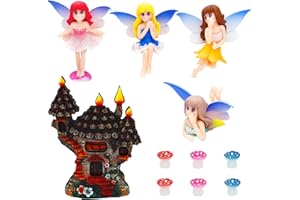 ONEST 11 Pieces Miniature Fairy Garden Accessories Small Fairy Figurines Hand Painted Fairy Figure Girl Fly Wing Figurines Opening Fairy Door for Car Decor Fairy Garden Flower Pot Birthday Cake Topper