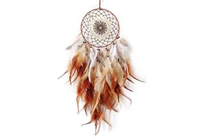 SOYUZU Brown Dream Catchers Handmade Dream Catcher for Bedroom Decor Feather Dream Catcher for Wall Decor Hanging Ornaments