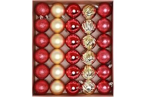 HipTree 30ct Christmas Ornaments Tree Decorations Set-2.36 Inch Red Gold Shatterproof Decorative Hanging Ball Ornament Bulk,Xmas Tree Tabletop Decorations for Fall Halloween Holiday Party Home Decor