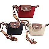 Mini Nylon Dumpling Bag, Detachable Nylon Wrist Strap Coin Purse Bag Charm, 12Colors Small Change Purse Wallet Makeup Pouch with Zipper & Keychain for Women Travel and Storage (3 Colors E)