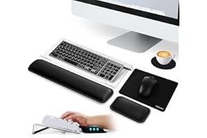 VAGAU Ergonomic Computer Keyboard Stand with Wrist Rest, Acrylic Keyboard Riser for Desk+Keyboard Wrist Pad+Mouse Pad with Wrist Rest+Coaster, Comfortable Typing Wrist Pain & Carpal Tunnel Relief