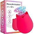 plusOne Rose Toy Vibrator for Women, Clitoral Stimulator Made of Body-Safe Silicone, Waterproof, USB Rechargeable and 10 Pulsing Settings, Red