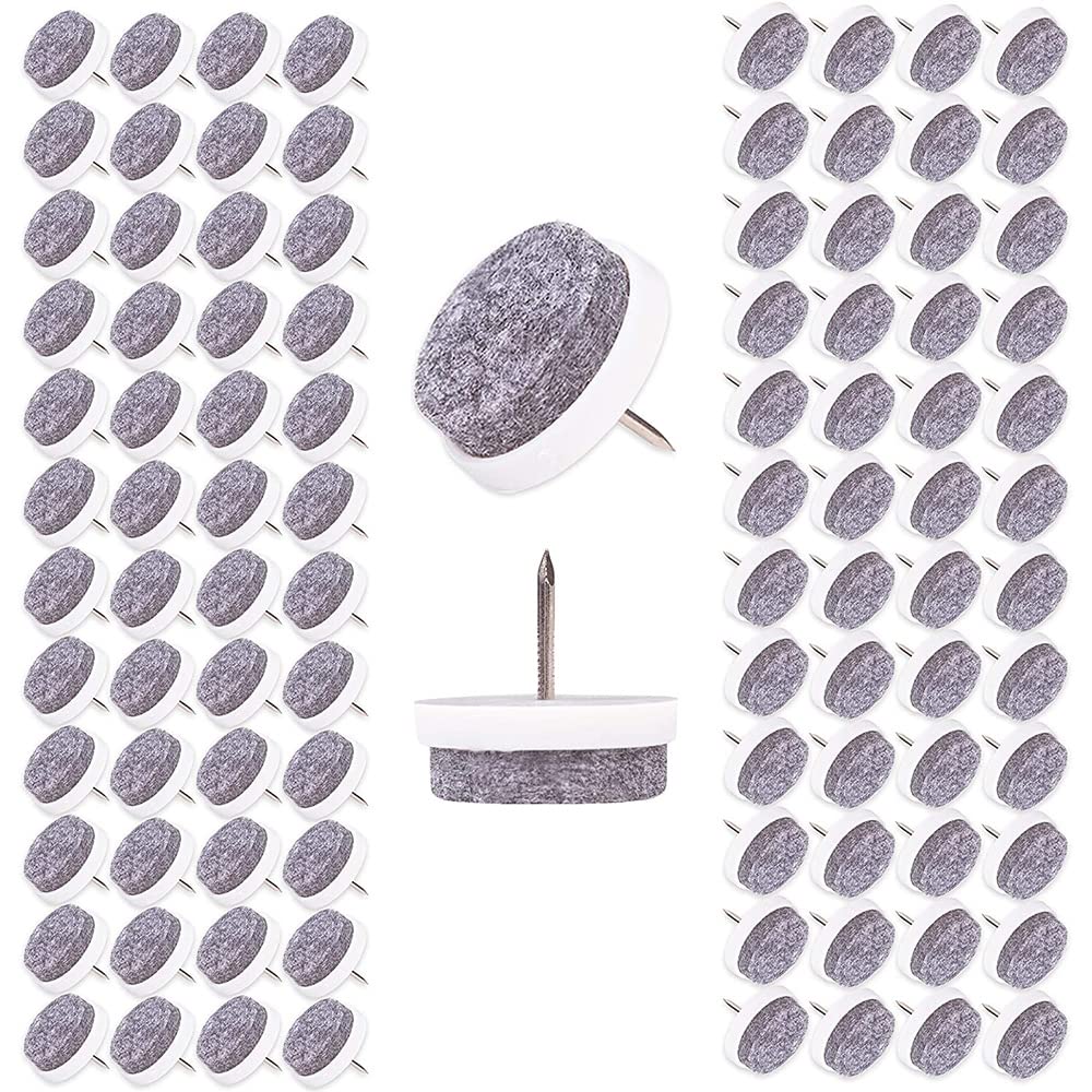 CENPEK 100Pcs Felt Glider Nail, Diameter 24 mm (White), Professional Furniture Glider/Chair Glider Felt for Nail, White