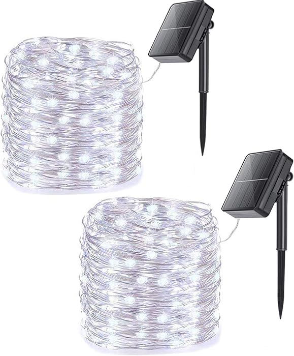 Lyhope Solar Christmas Lights, 2 Pack 78ft 240 LED Garden Solar Fairy String Lights, 8 Modes Waterproof Copper Wire Starry Lights for Outdoor,Indoor,Garden,Patio,Party,Wedding,Xmas Decor(Cool White)