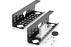 Cinati 2 Pack Cable Management Under Desk,32 inch Alloy Steel Large Cable Management Tray No Drill, Tape & Screw Installation Wire Organizers,Power Strip Holder,Cord Hider for Office and Home(Black)