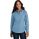 Port Authority Women's Long Sleeve Carefree Poplin Button-Down Shirt