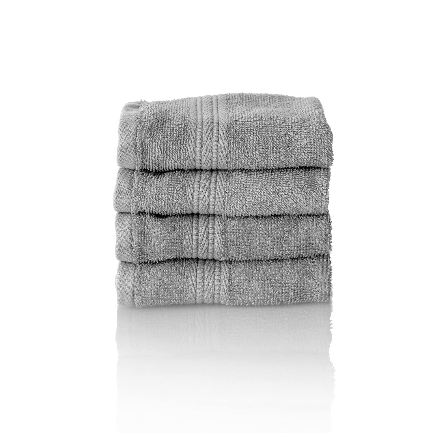 Glart Premium Set of Terry Hand Towels, Range of Terry Towels in 6 Colours and 5 Sizes, Colour: Platinum Grey, 4X Guest Towels 30 X 50 cm
