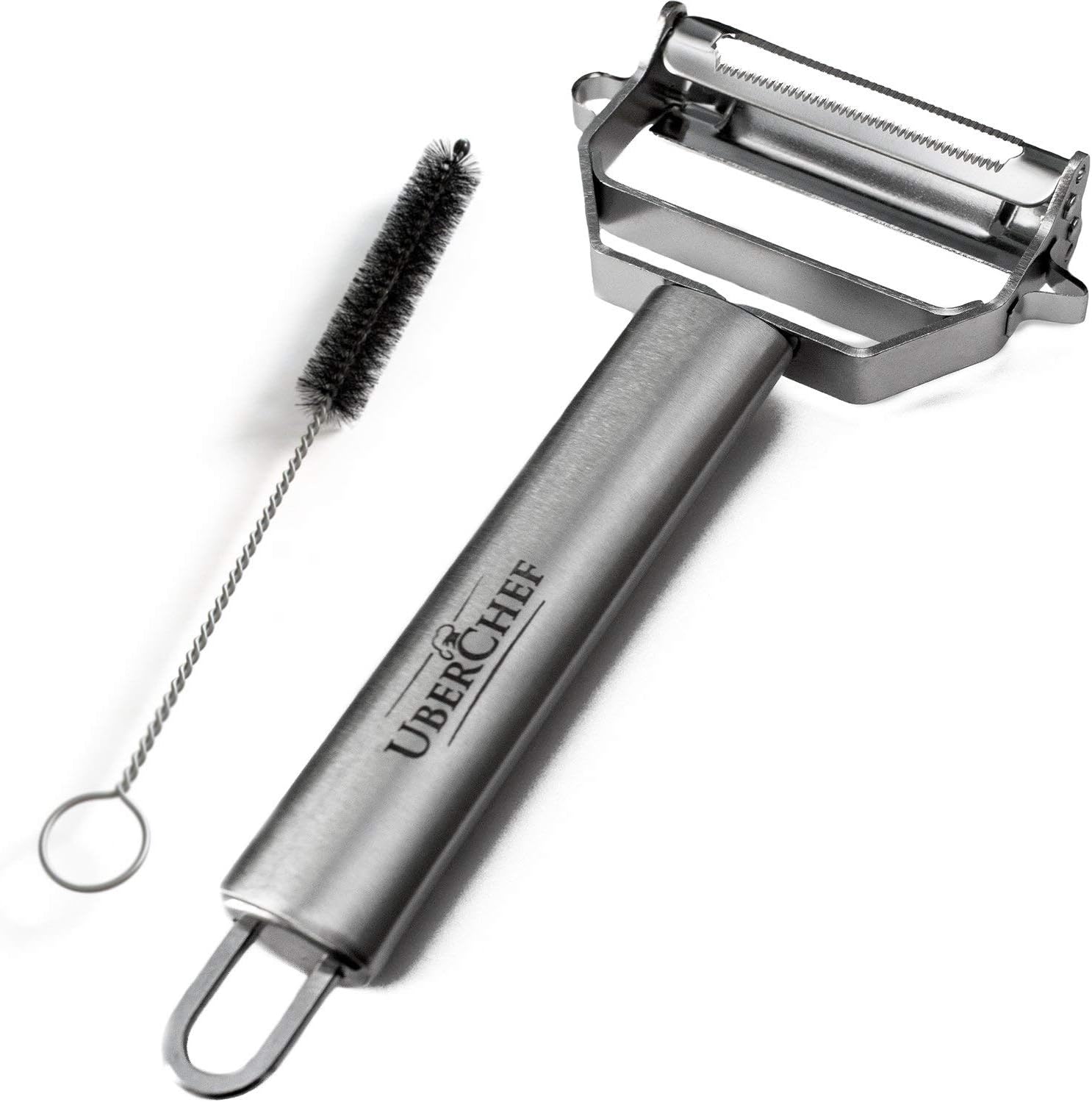 UberChef Premium Stainless Steel Julienne Peeler/Shredder/Cutter/Slicer for Zoodles/Zucchini Noodles, Peels/Shreds & Cuts Potato/Carrot/Squash(White)