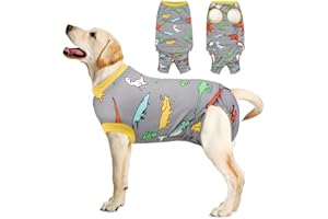 Keggs Dog Recovery Suit After Surgery, Large (Back:14.6'', Chest:22.8'') Surgery Recovery Suit for Male and Female Dogs Cats, Anti Licking Dog Onesie After Spay Neuter E-Collar & Cone Alternative