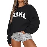 LEEDYA Women Long Sleeve Mama Sweatshirts Oversized Crewneck Pullover Hoodies Casual Knit Graphic Mom Tops Sweater