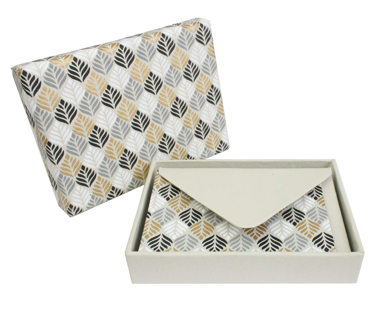 Emartbuy Pack of 6 Handmade Paper Money Envelopes With Notecard in Gift Box 9 x 13 cm Black Gold