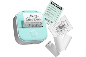 COLORWING T02 Thermal Sticker Printer with 3 Rolls Sticker Paper, Print Pods Mini Printer, Bluetooth Wireless Inkless Printer for Scrapbook and Journal, Compatible with Android and iOS - Green