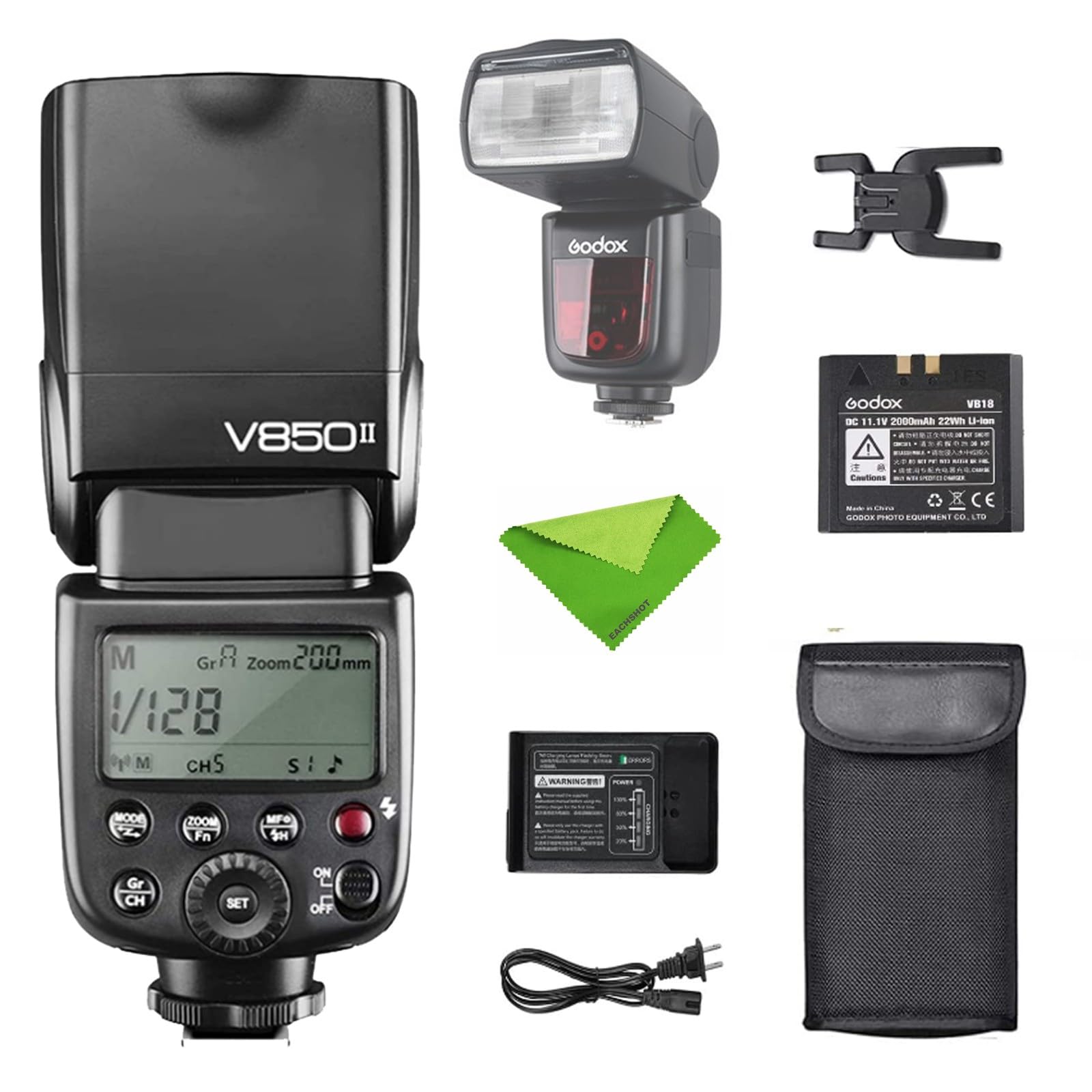 Godox V850II V850 Flash para Sony Canon Nikon Pentax Fuji Olympus Panasonic GN60 2.4G 1/8000s HSS 650 Flashes de máxima potencia 2000mAh Batería de iones de litio 1.5s Tiempo de reciclaje Cámara Speedlight Speedlite (NO TTL)