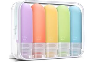 yahaa Travel Bottles for Toiletries,3oz Leak Proof Squeezable Travel Size Containers, 5 Pack TSA Approved Travel Essentials for Shampoo Conditioner,Silicone,White Pack