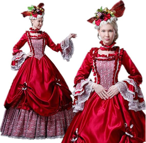 Amazon 女性用 ヨーロッパ貴族の衣装 仮装 中世貴族風 ロングドレス レッド 9分袖 宮廷 お嬢様 舞台衣装 王族服 復古 S M L Xl 2xl 3xl ハロウィン 着丈 サイズ指定可 レッド 2xl パニエ パーティードレス 通販