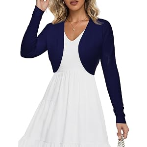 Othyroce Women's Cropped Cardigan Sweaters Long Sleeve Open Front Bolero Shrug Sweaters Jacket for Dresses