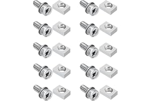 Hmevsafinect 10-Pack Motorcycle Battery Terminal Nuts and Bolt Kit M6 x 16 mm Bolt Square Nut Kit 304 Stainless Steel Motorcy