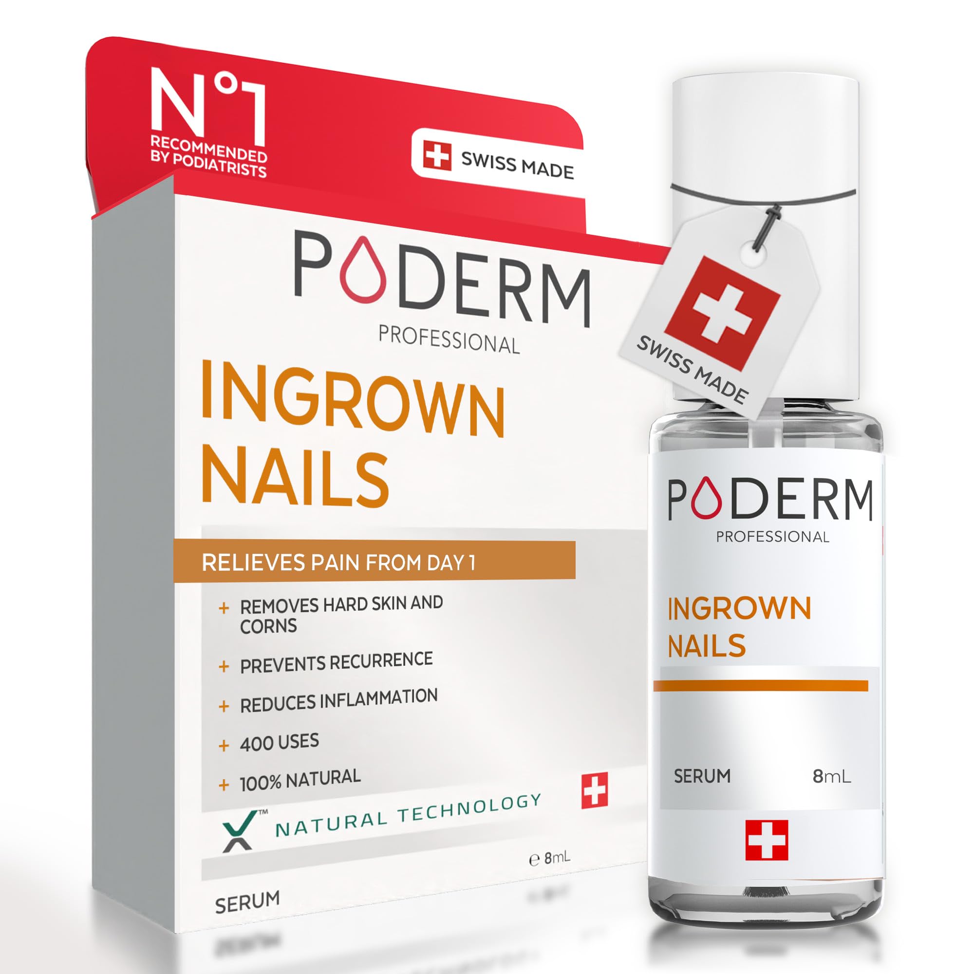 Poderm Emollient for Ingrown Toenail Treatment | Swiss-Made Nail Softener for Thick, Curved Nails | Relieves Pain, Prevents Infection - Lubricates the Nail & Softens Calluses | Created by a Podiatrist