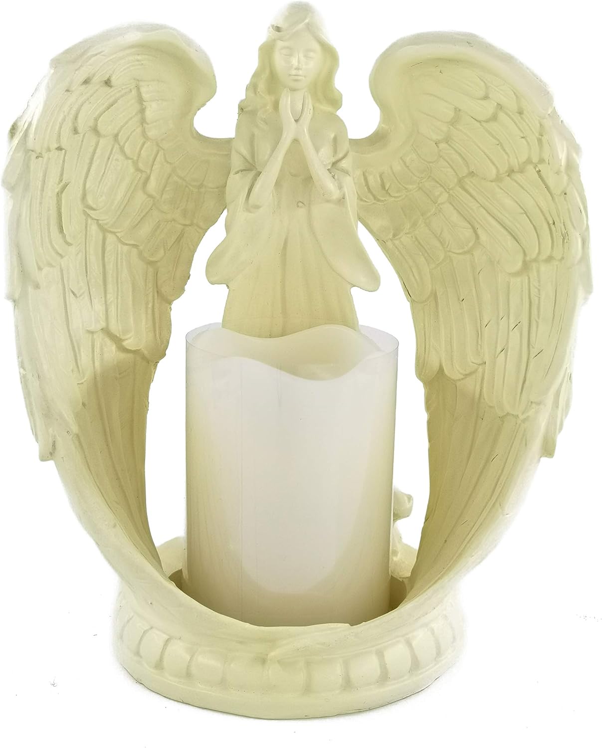 8.26" Praying Angel Figurine (White) Candle Holder Wings
