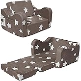 KokoSelene Toddler Couch, Kids Couch for Toddler Fold Out, 2-in-1 Convertible Kid Sofa to Lounger Bed for Girls and Boys, Ideal for Reading Sleeping Gaming Decor (Brown)