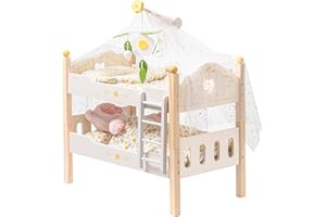 ROBOTIME Baby Doll Bunk Beds, Doll Cribs for 18 inch Dolls, Wooden Doll Beds Cribs fits American Girls (Wood, 2 Pcs Beds)