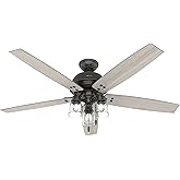Hunter 60 inch Indoor Ceiling Fan with LED Lights - Bronze Ceiling Fan with Pull Chain, For Bedroom or Living Room, Standard 