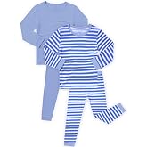 JunNeng Bamboo Viscose Toddler Boys Striped Pajamas 2/4 Pcs | Snug Fit Baby Boys Girls, Striped Little Kid PJs, Long Sleeve Sleepwear, Year Round, Breathable, Lightweight