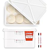 GATBO 2-Pack Pizza Dough Proofing Box with Lid, Commercial-Grade Stackable Dough Tray with 2 Wipeable Markers, for Home Baker