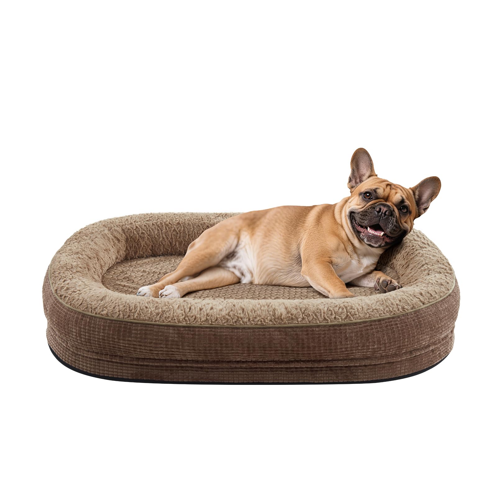 Photo 1 of JOEJOY Orthopedic Dog Bed for Medium Dogs, Egg-Crate Memory Foam Pet Bed with Bolster Sides, Waterproof Lining, Removable Washable Cover & Non-Slip Bottom, Brown