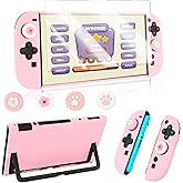 OLDZHU Protective Shell Compatible with Nintendo Switch 2,Pink Dockable Case Cover for Switch 2 with Glass Screen Protector and 4 Thumb Grips,Shock-Absorption and Anti-Scratch