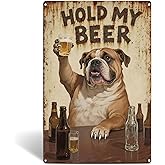 HOLD MY BEER 8 x 12 IN Aluminum Sign – Funny Bar Wall Decor, Vintage Style Party Decoration for Home Bar, Basement Bar, Man Cave, Game Room, or Garage Bar