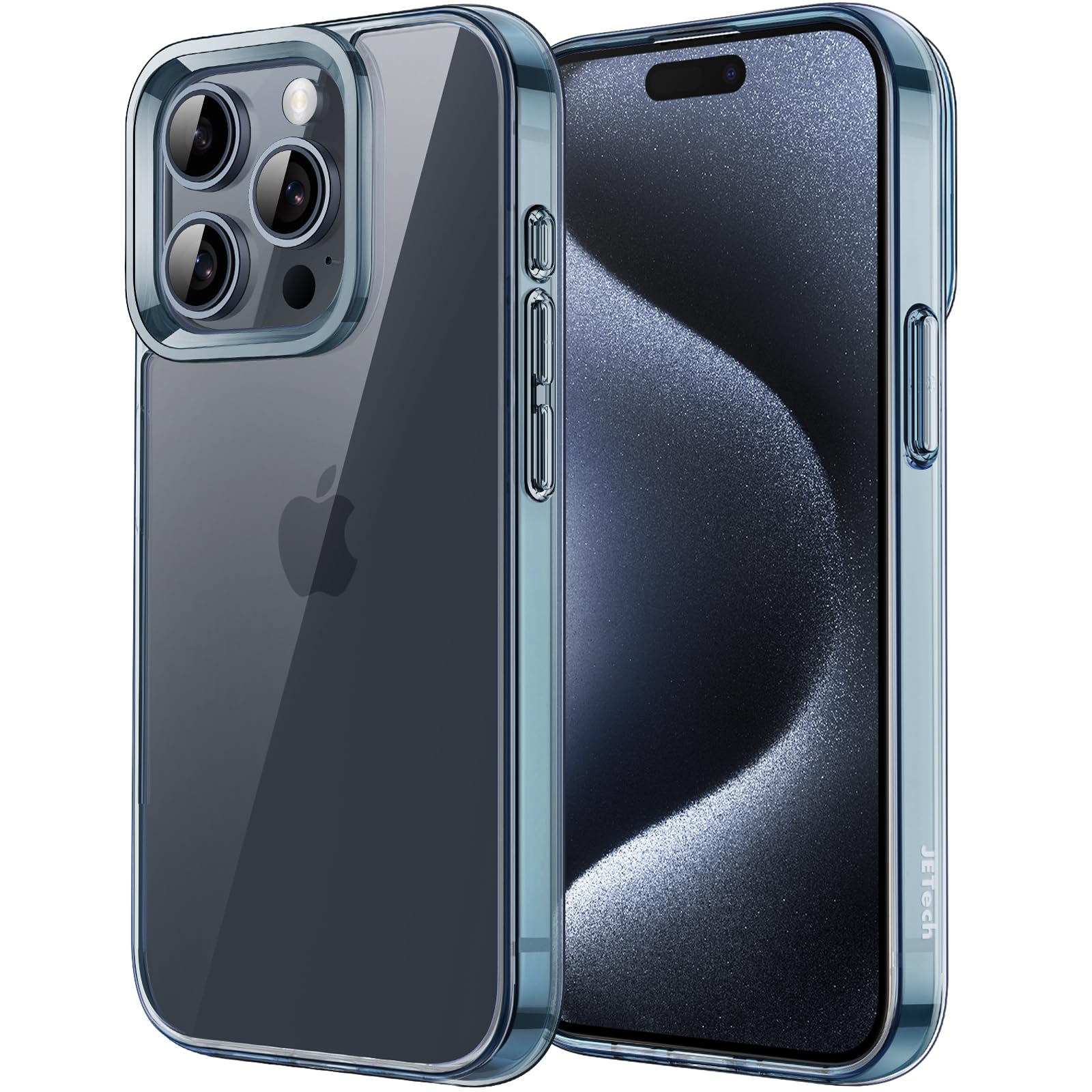 JETech Case for iPhone 15 Pro Max 6.7-Inch, Non-Yellowing Shockproof Phone Bumper Cover, Anti-Scratch Clear Back (Blue)