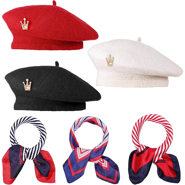 Jamntower 18 Pcs Beret Hats for Women with Silk Neck Scarf  display picture 2